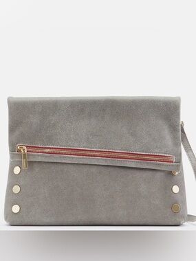 Hammit Oversized Crossed
Body Clutch - VIP Large in
Pewter with Red Accent